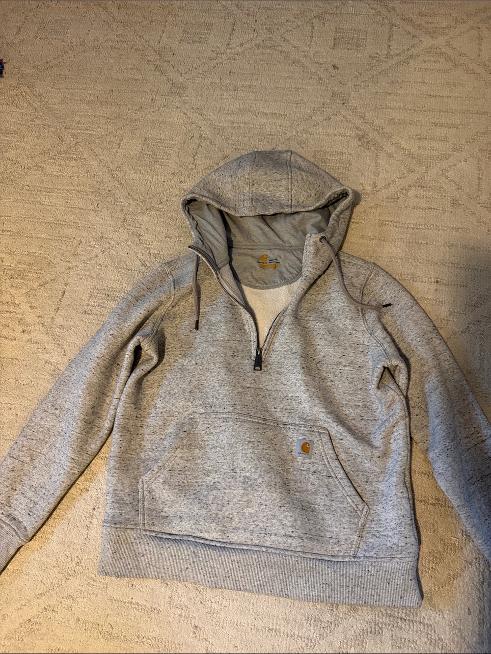 Carhartt Women's Light Heather Gray Quarter-Zip Hooded Sweatshirt